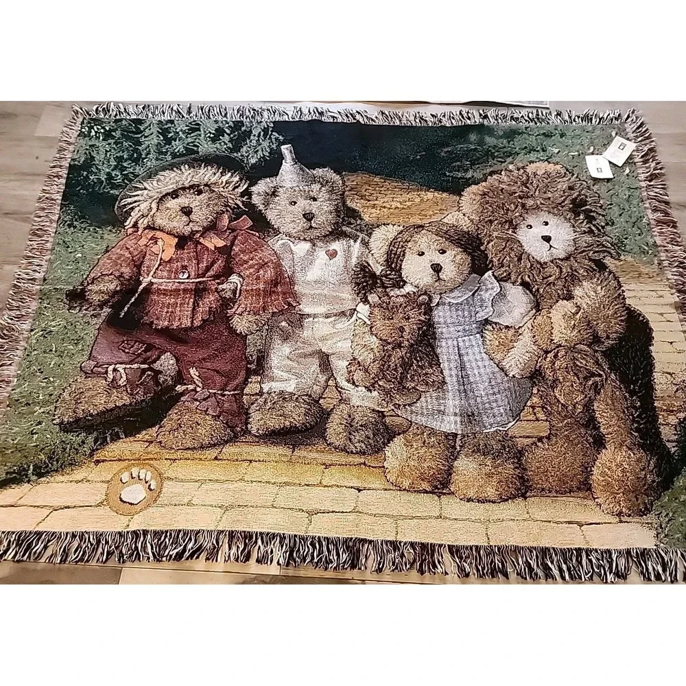 Boyds Bears Wizard of Oz Throw Blanket 50x70 Afghan Tapestry Frills Wonderful